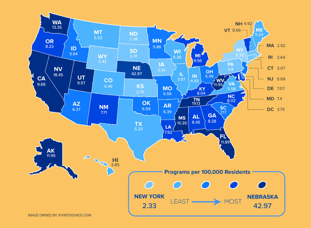 Which States Have the Most Neighborhood Watch Programs